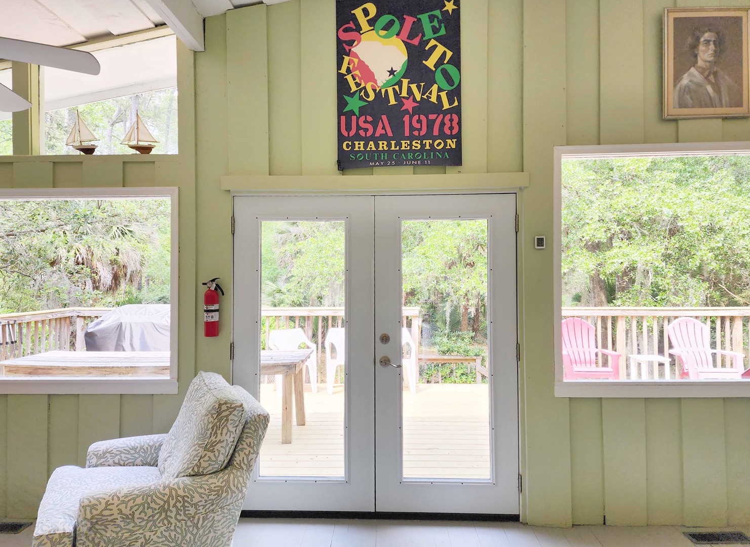 French Doors Open to Backyard Sundeck