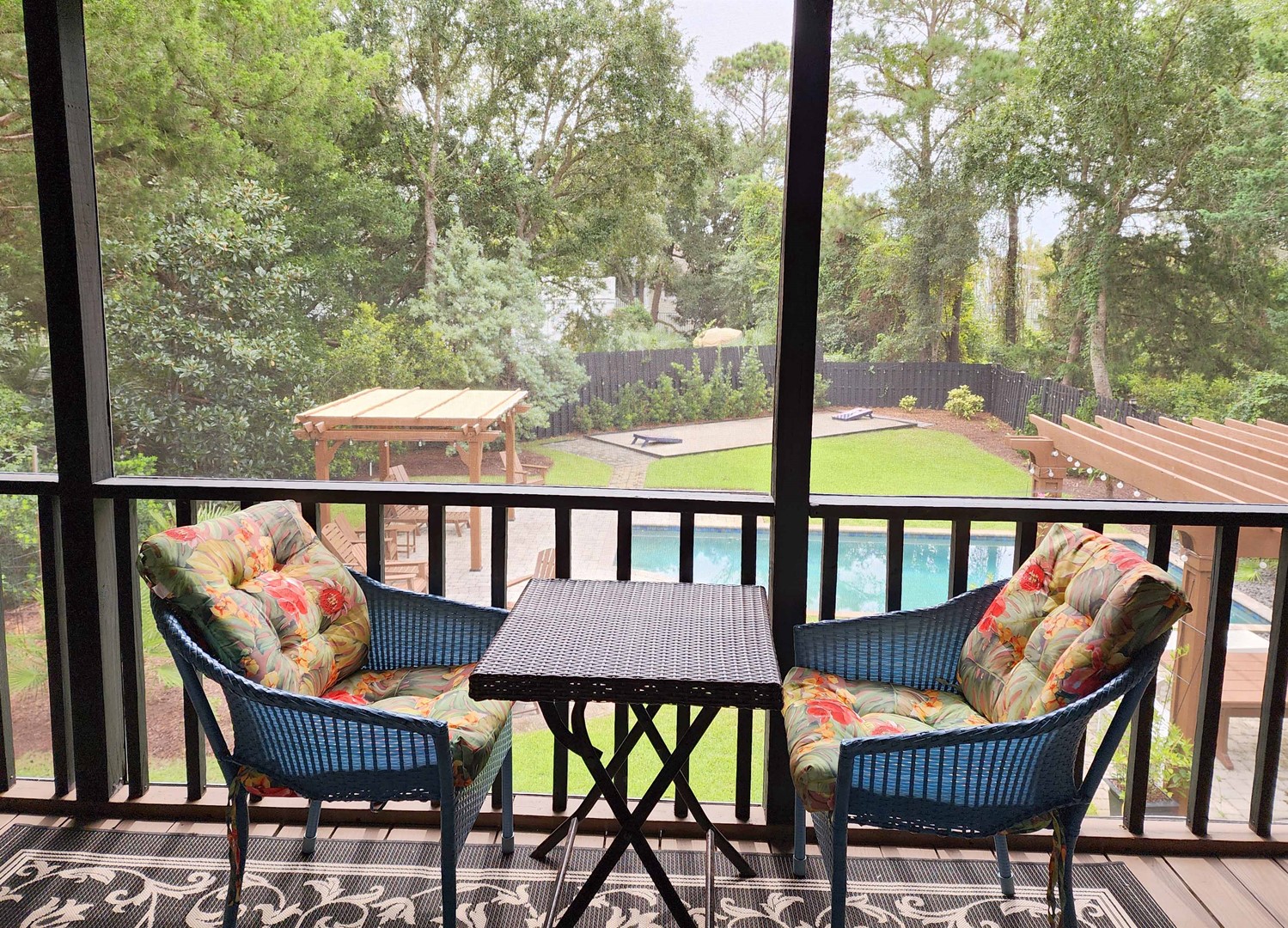 Screened Porch Overlooks Pool & Cabanas
