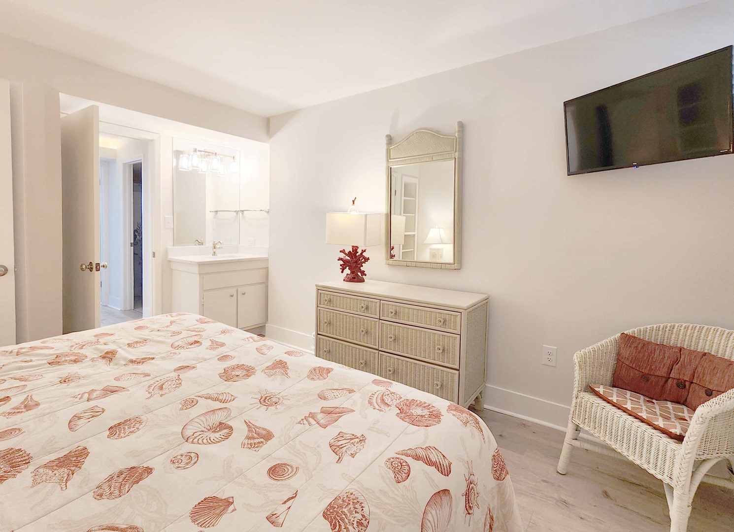 TV and Private Vanity in Bedroom 2