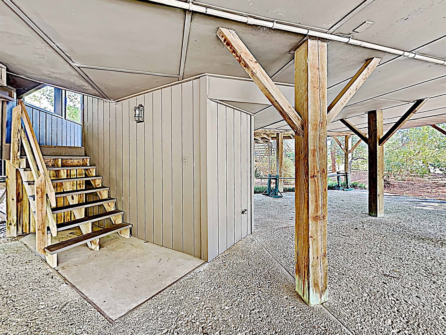 Carport Area with Covered Stairs
