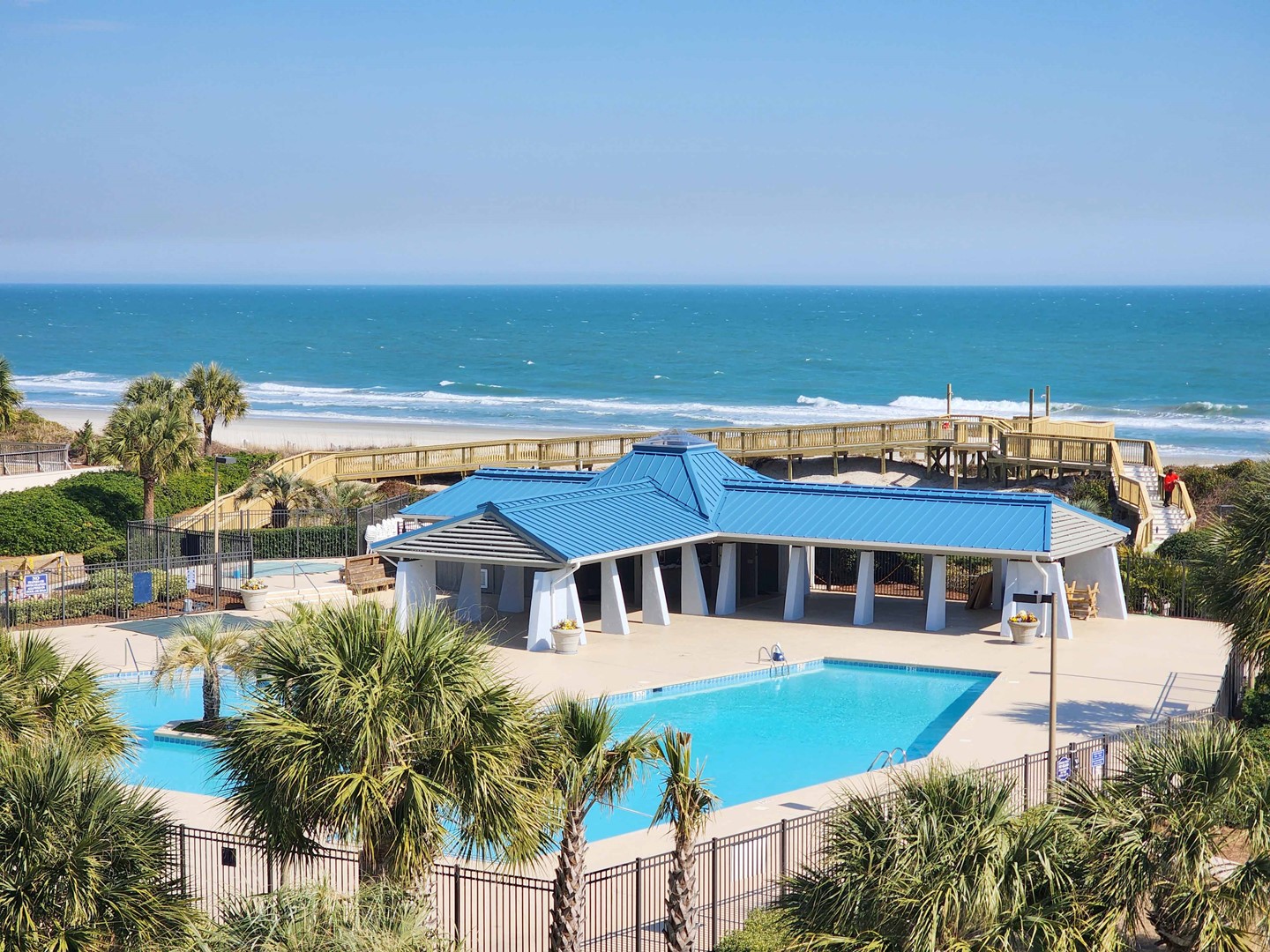 Balcony View to Pool, Beach Ramp & Ocean