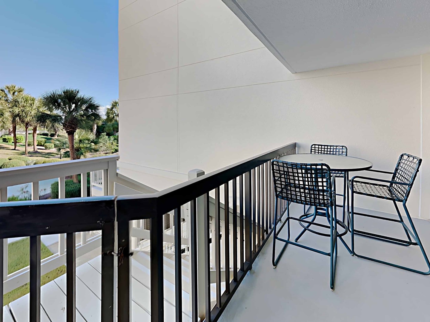 Balcony with Private Stairs to Pool and Beach