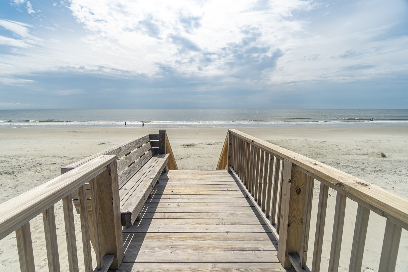 Private Boardwalk to Beach with Bench Seating