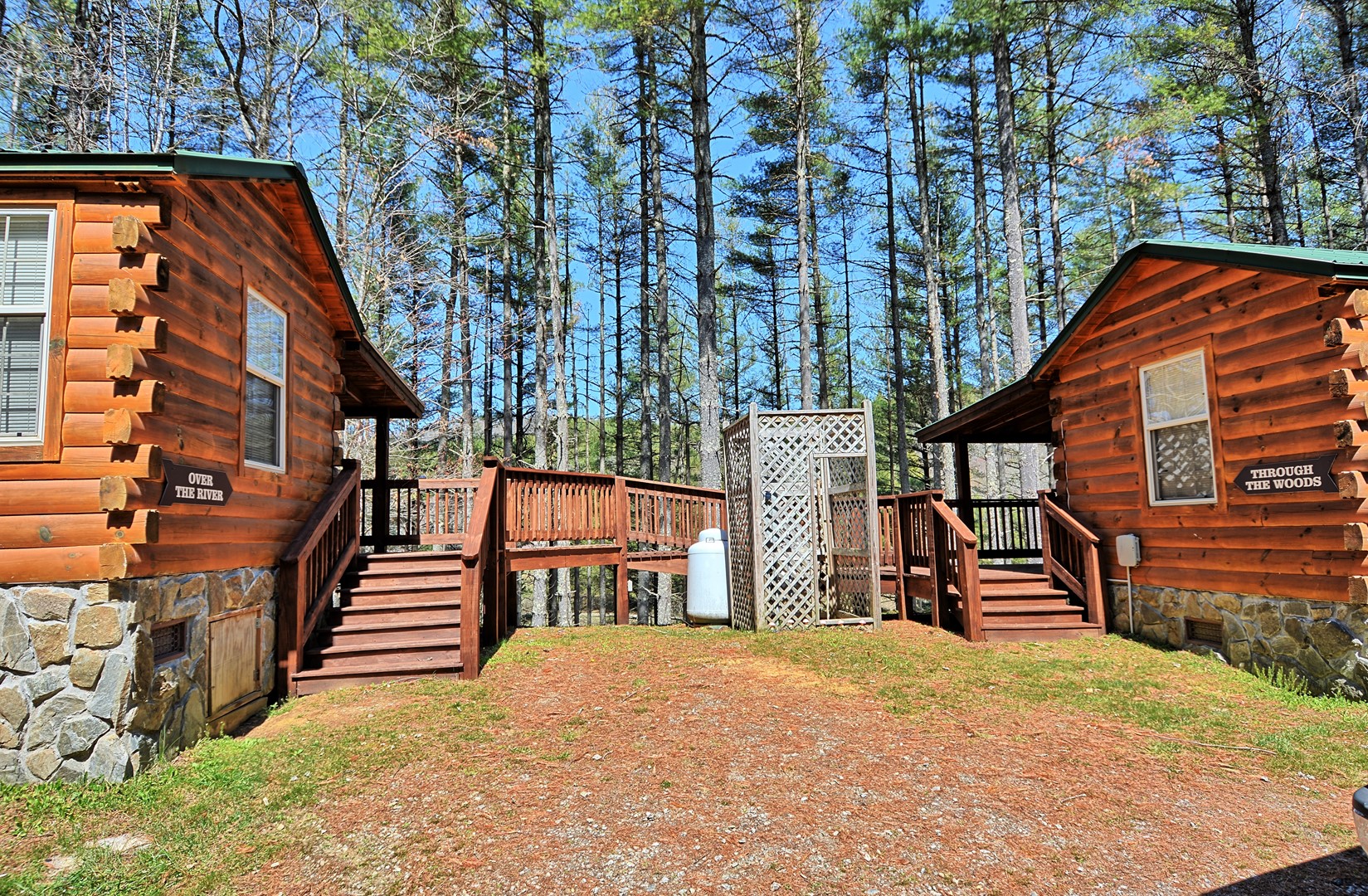 2 Tiny homes joined by a walkway deck