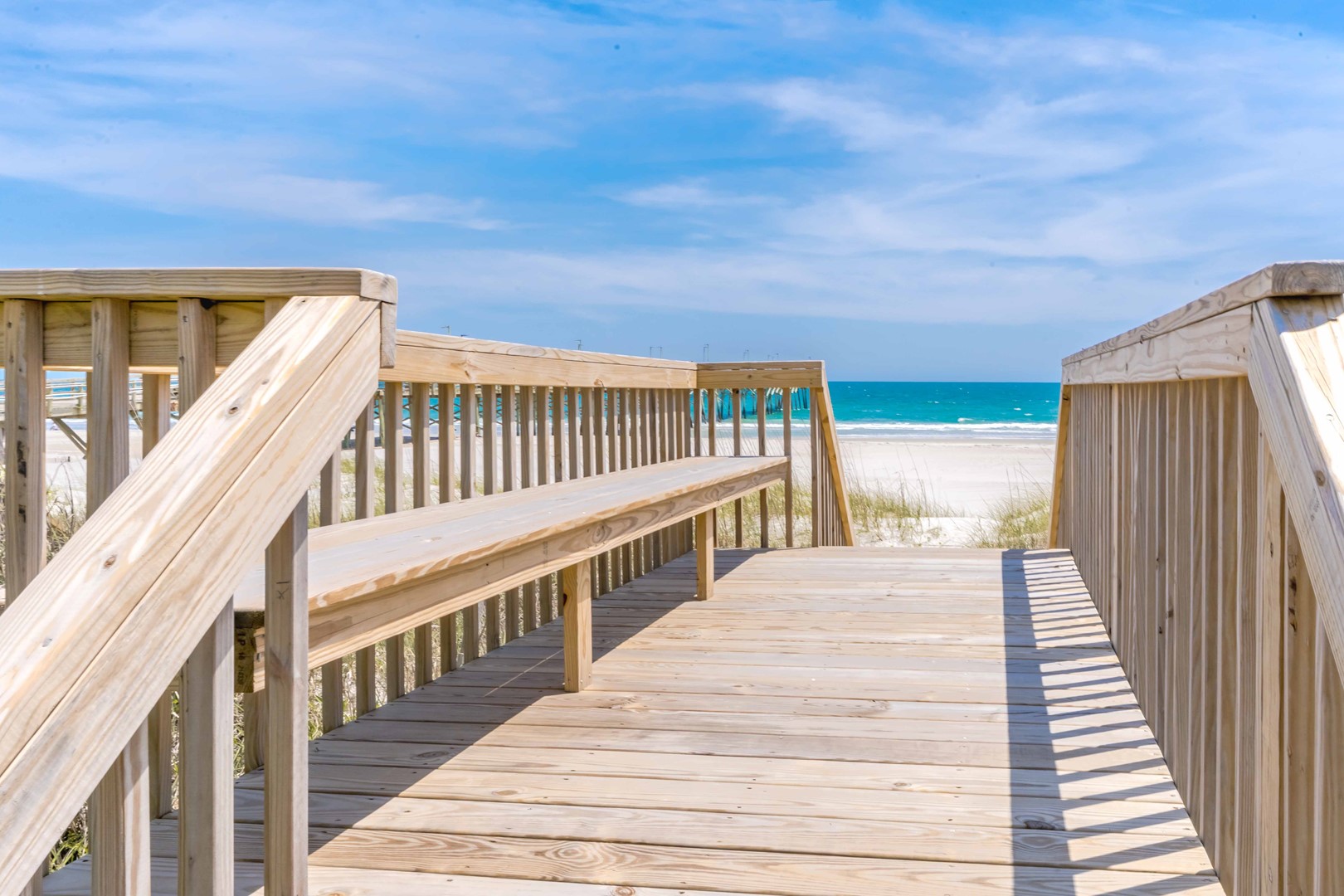 Built in Seating at Base of Private Beach Access