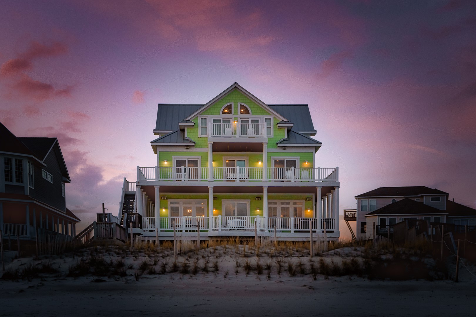  Lime Time Oceanfront Exterior at Sunset