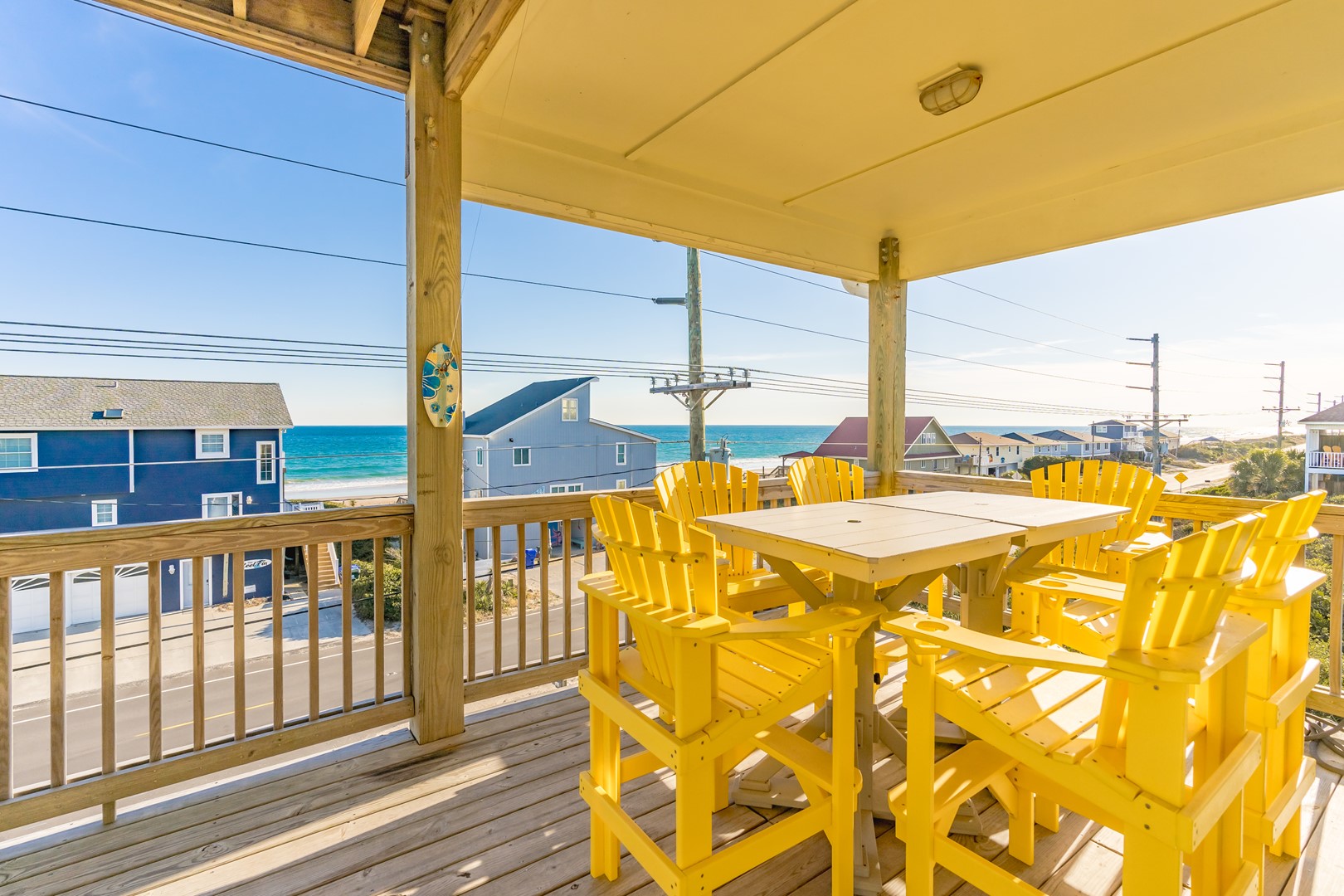 2nd Floor Oceanview Covered Porch with Dining Table
